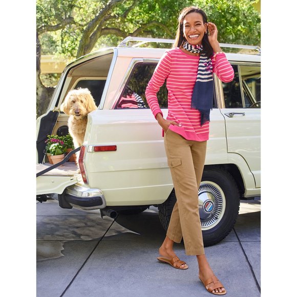 NWT Womens Petite Size 16P Talbots Dark Khaki Cargo Crop Chino Pants - Picture 3 of 3